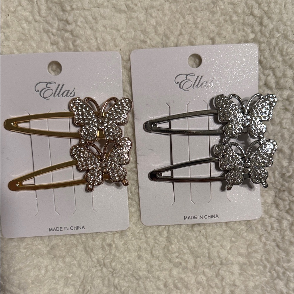 Ella Dual-Tone Butterfly Hair Clips